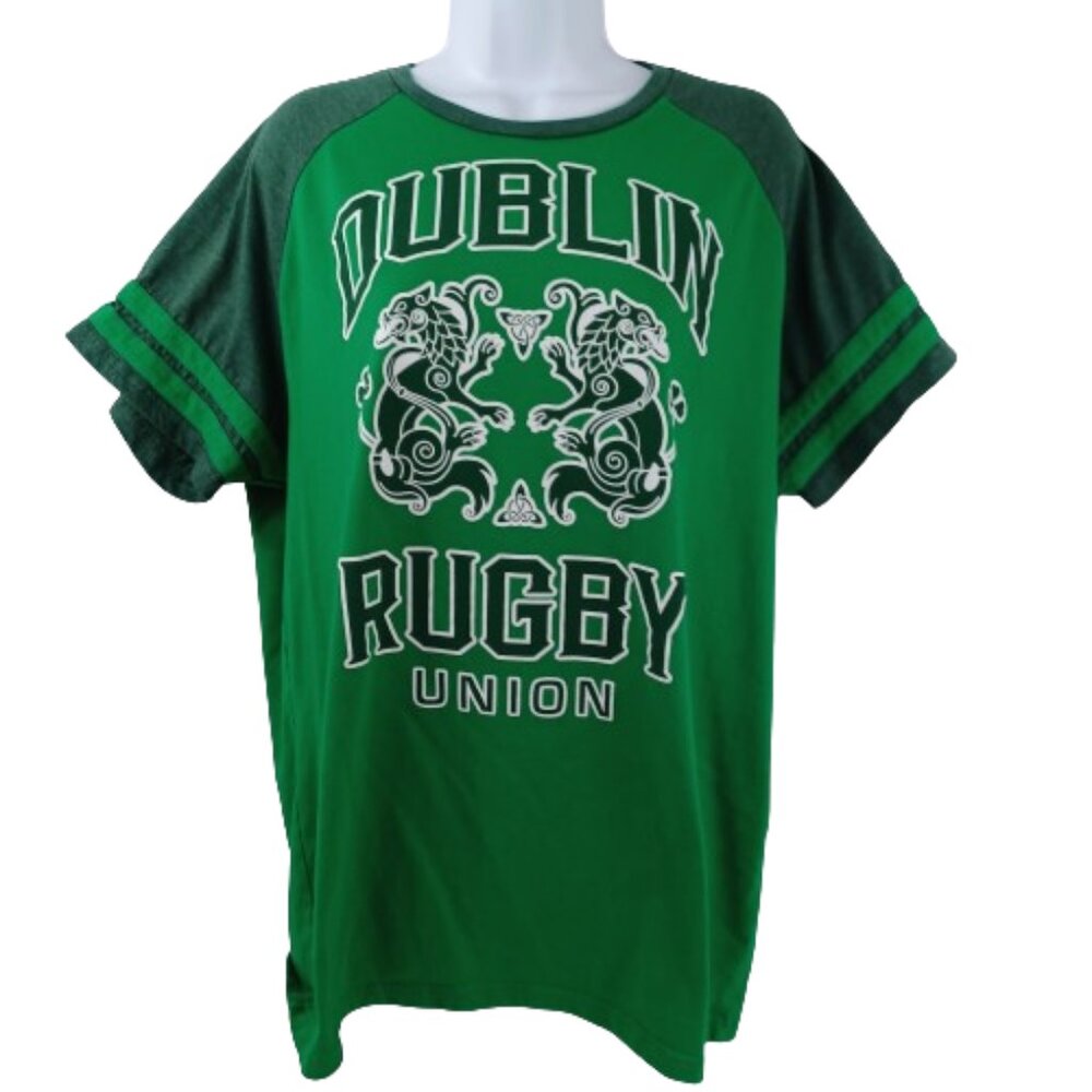 Rugby Dublin T-Shirt Sz XL Men's Geen St. Patrick's Round Neck Short Sleeves Tee